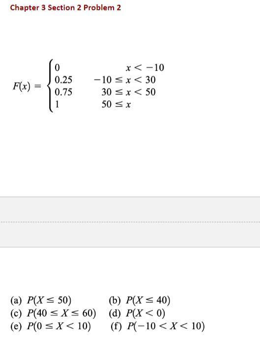 Solved Chapter 3 Section 2 Problem 2 F(x) = 0 0.25 0.75 1 | Chegg.com