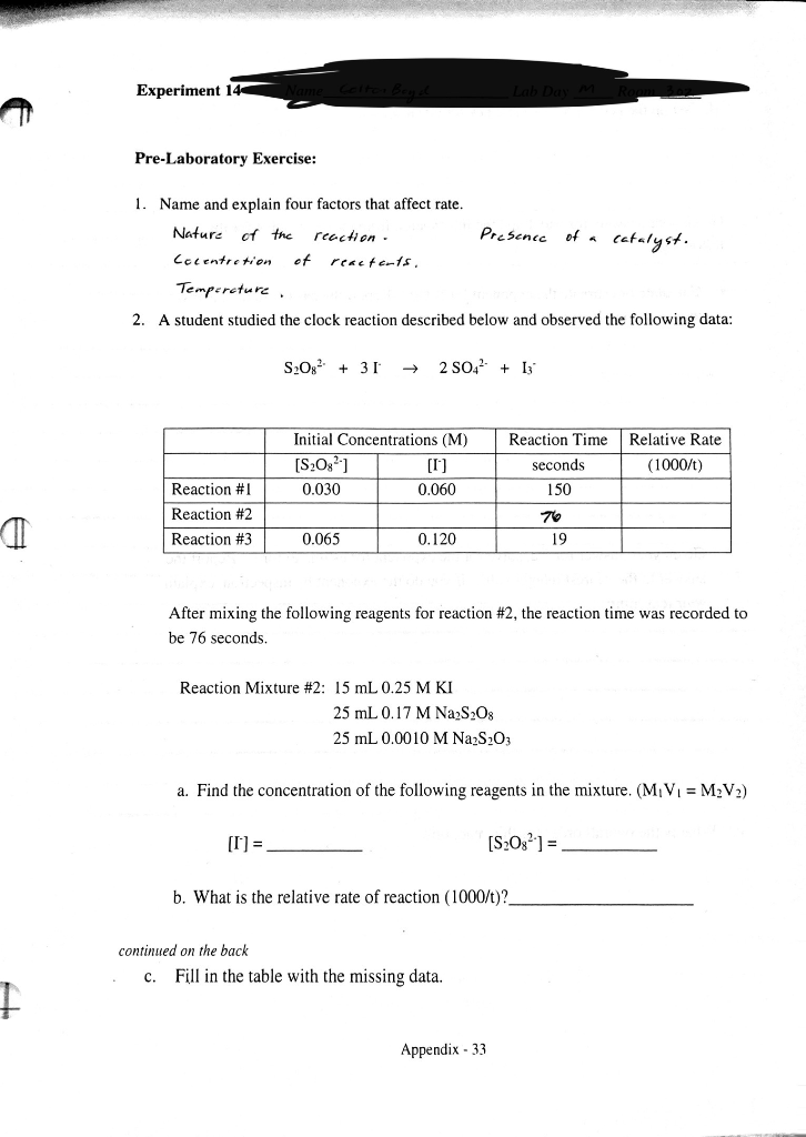 pre lab chemistry matriculation experiment 1