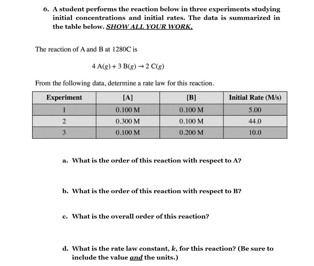 Solved A student performs the reaction below in | Chegg.com