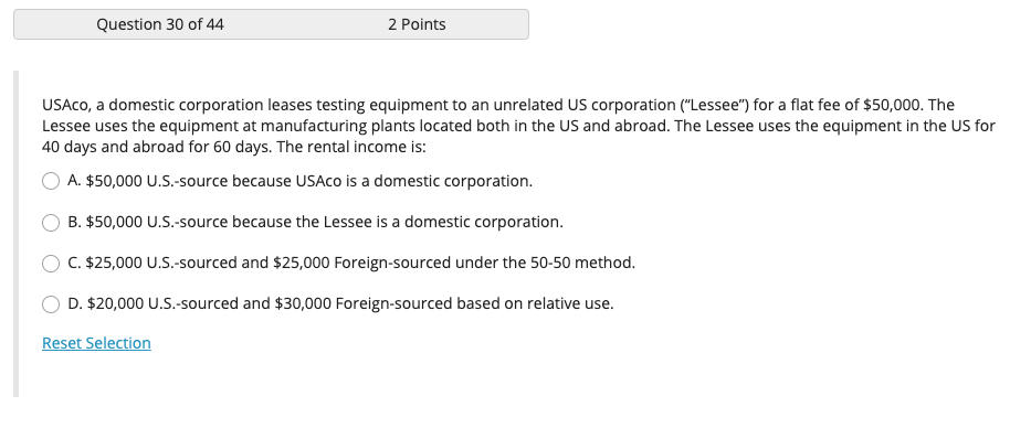 Solved Question 28 of 44 2 Points USACo wants to borrow | Chegg.com