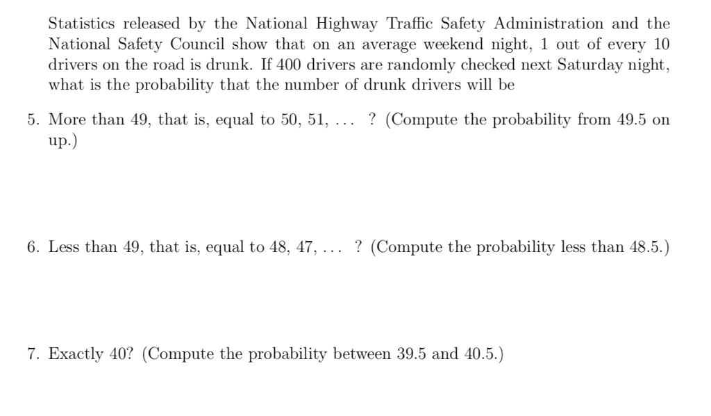 Solved Statistics Released By The National Highway Traffic | Chegg.com