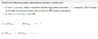 Solved Predict The Following Single-replacement Reactions 