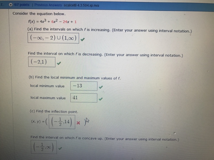 Solved Consider The Equation Below F X 4x 3 6x 2