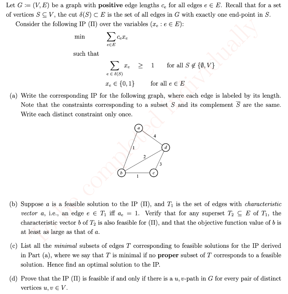 Let G V E Be A Graph With Positive Edge Length Chegg Com