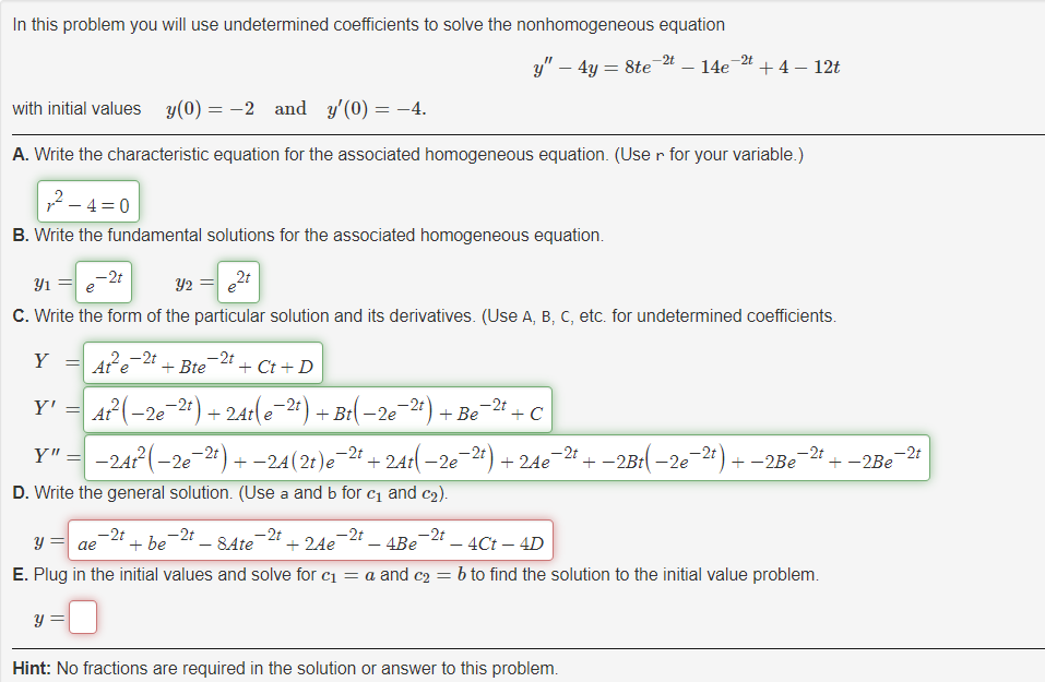 Solved In This Problem, You Will Use Undetermined | Chegg.com