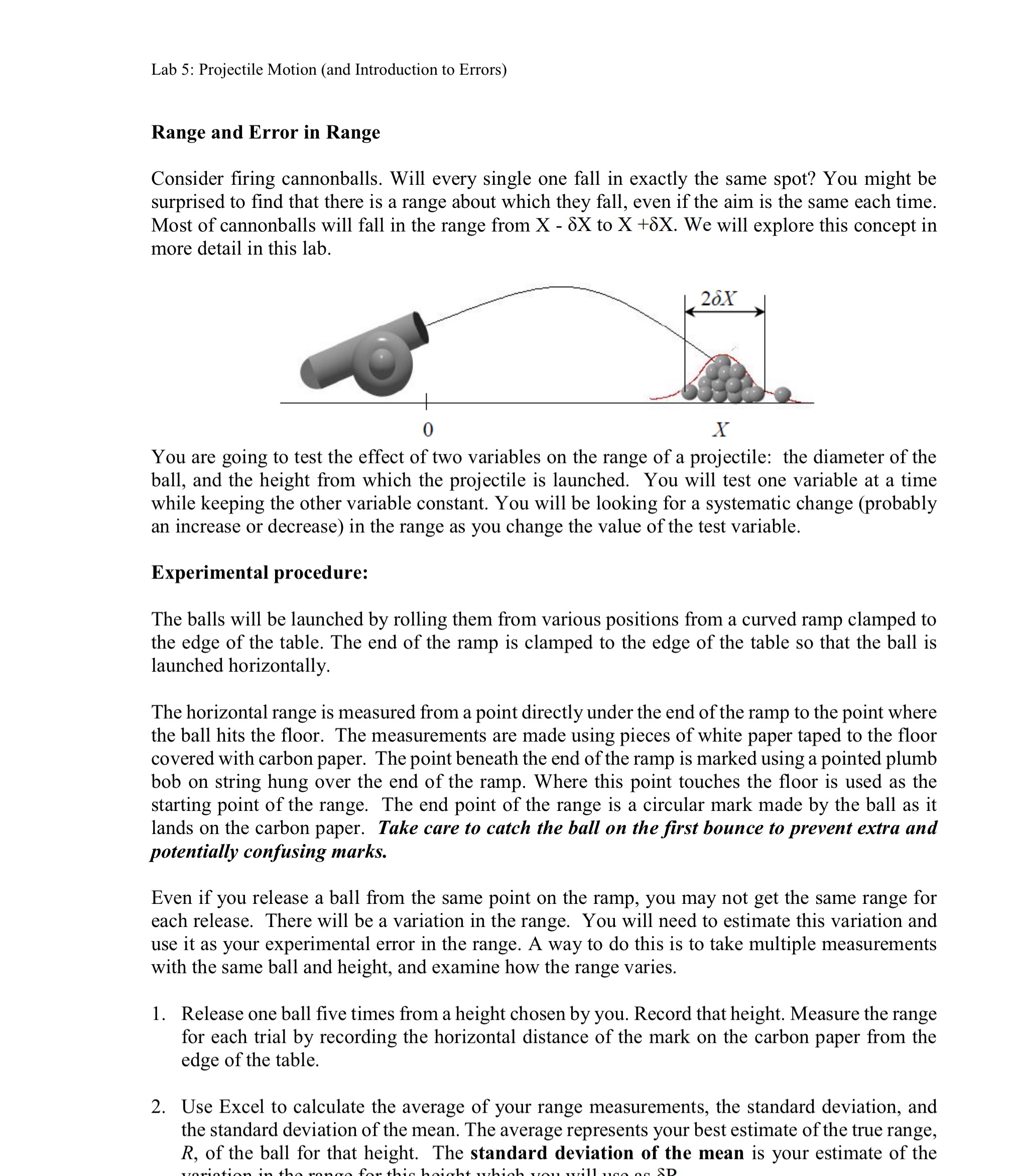 projectile motion experiment sources of error