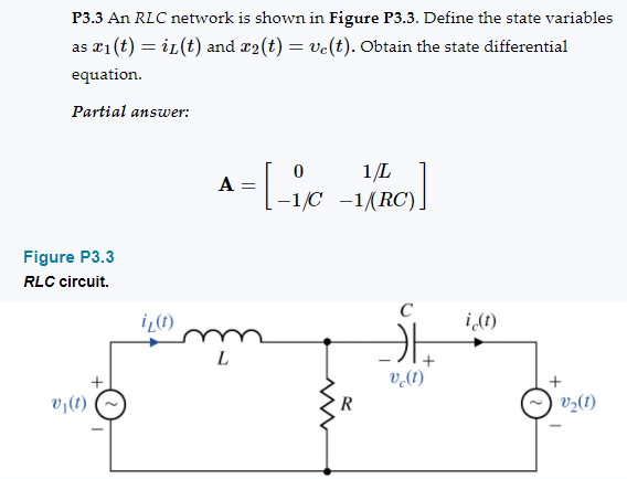 Solved P3.3 An RLC network is shown in Figure P3.3. Define | Chegg.com