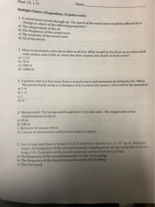Solved Final Ch. 1-12 Multiple Choice (10 questions, 10 | Chegg.com