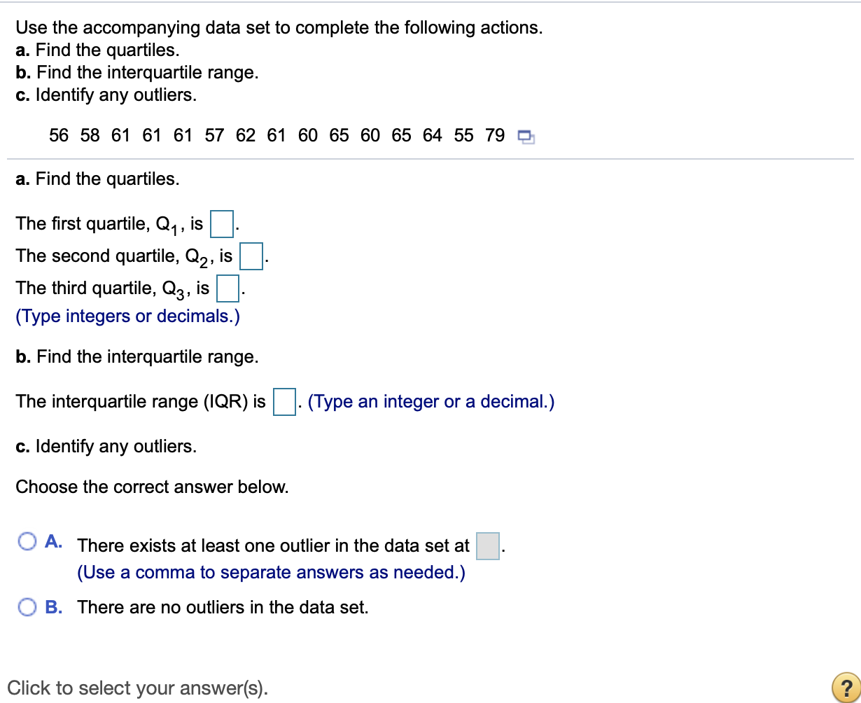 Solved Use The Accompanying Data Set To Complete The | Chegg.com