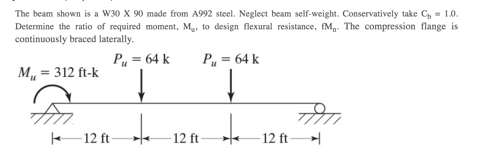 Solved The beam shown is a W30 X 90 made from A992 steel. | Chegg.com