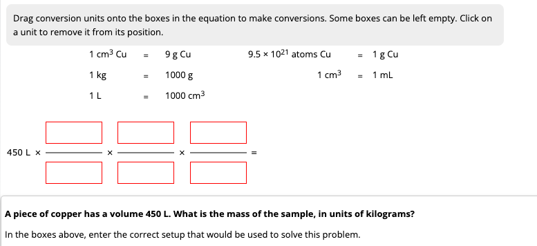 Solved Drag conversion units onto the boxes in the equation | Chegg.com