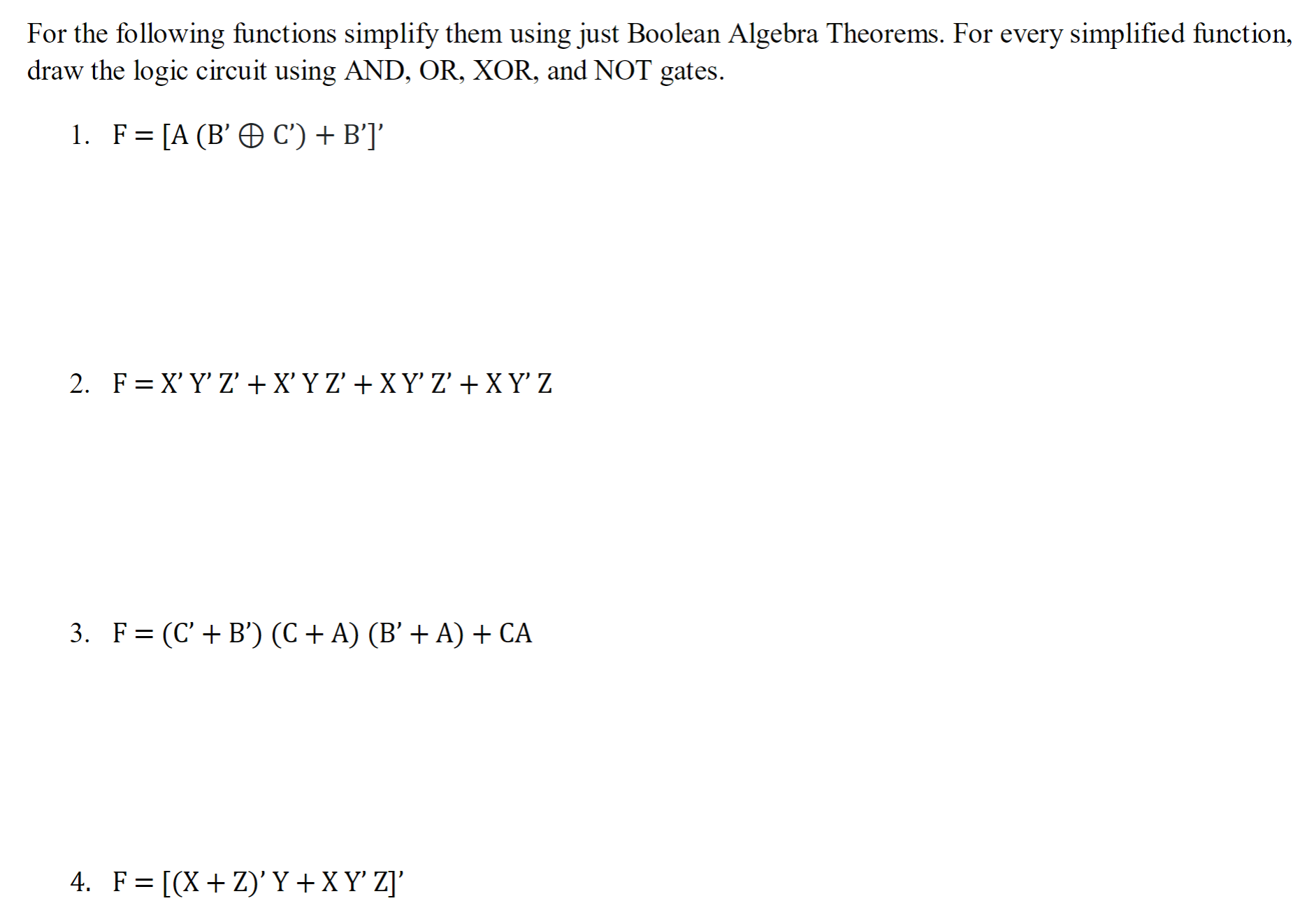 Solved For The Following Functions Simplify Them Using Just | Chegg.com