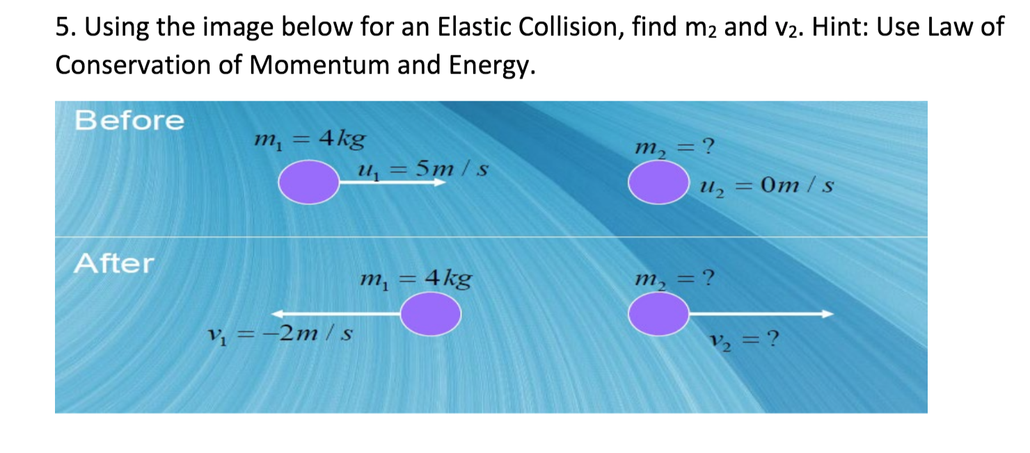 Solved 5. Using The Image Below For An Elastic Collision, | Chegg.com