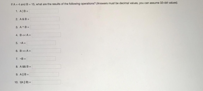 Solved If A 4 And B -15, What Are The Results Of The | Chegg.com