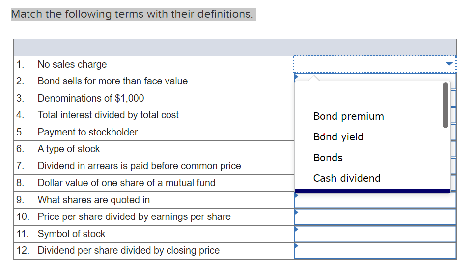 Solved Match the following terms with their definitions. | Chegg.com