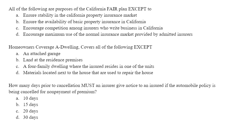 Solved All of the following are purposes of the California