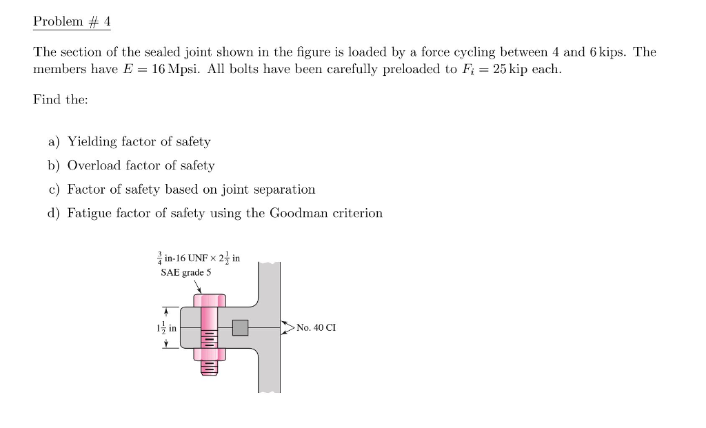 Solved Problem # 4 The section of the sealed joint shown in | Chegg.com