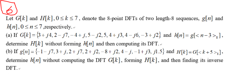 Solved Let G K And H K 0 Sk 57 Denote The 8 Point Dfts Chegg Com