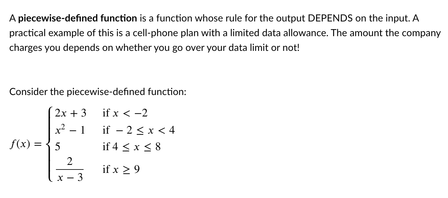 Solved A piecewise-defined function is a function whose rule | Chegg.com