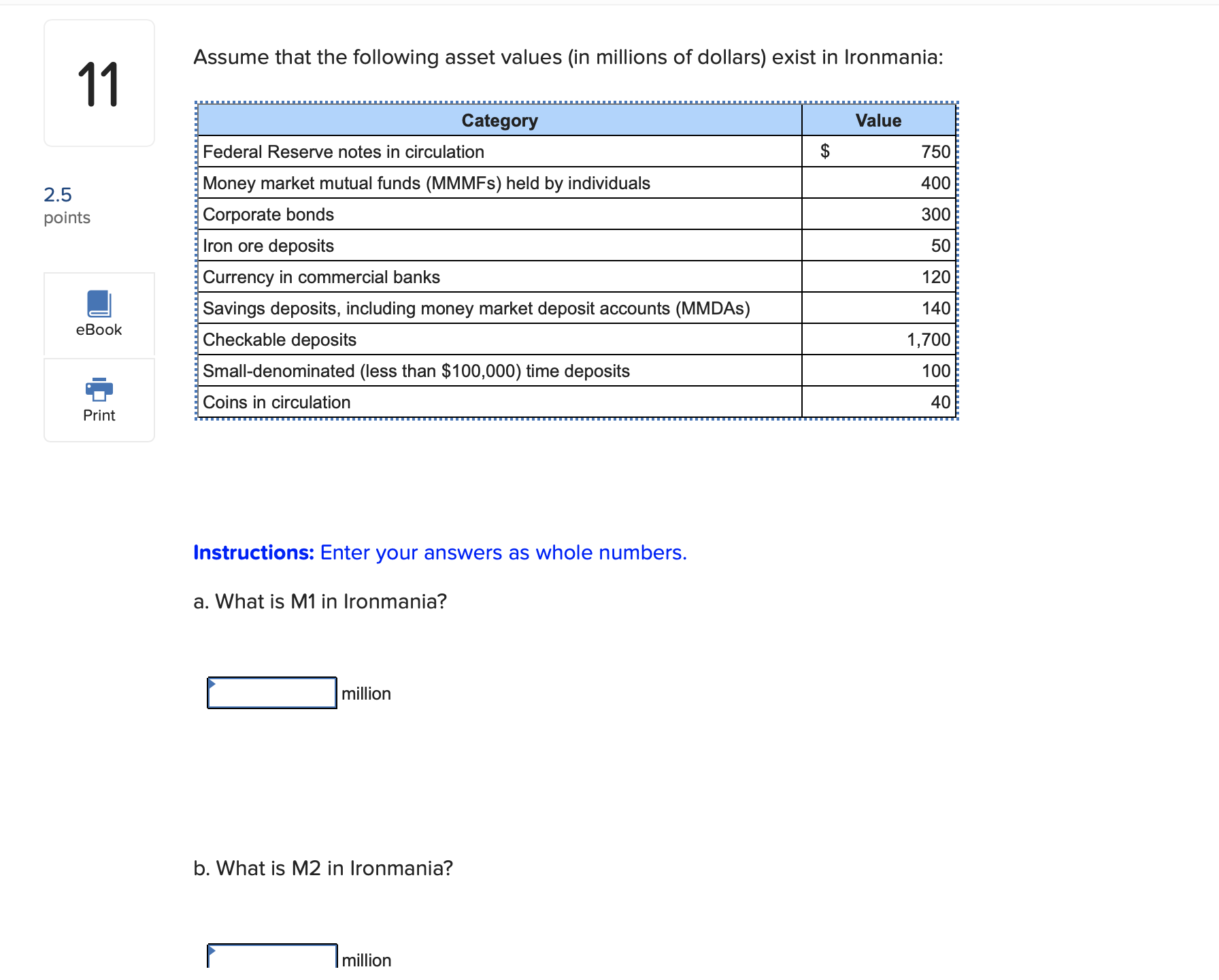 Solved Assume That The Following Asset Values In Millions 7730