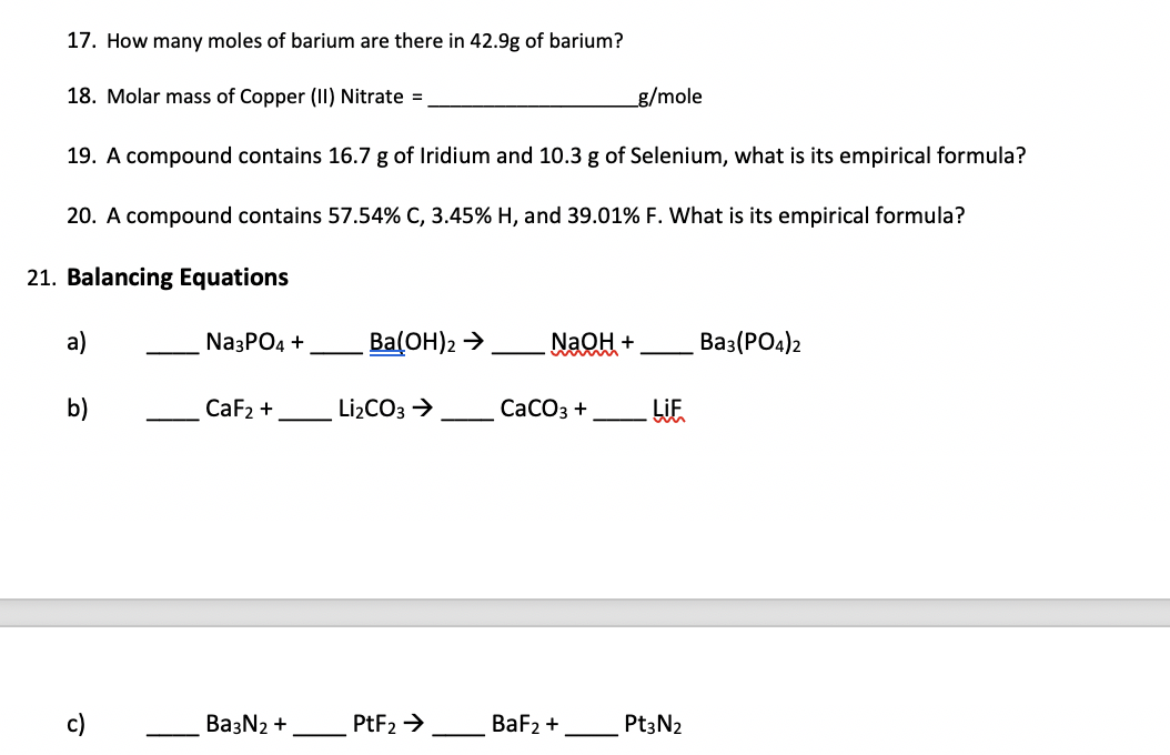 17 How Many Moles Of Barium Are There In 42 9g Of Chegg 