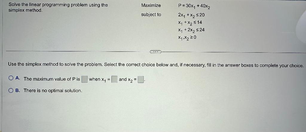 Solved Solve the linear programming problem using the | Chegg.com