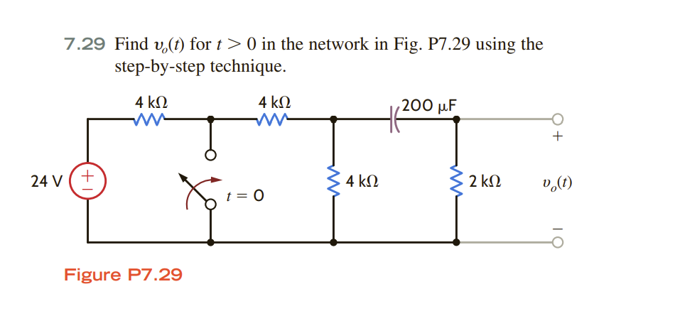 Solved 7.29 Find v.(t) for t > 0 in the network in Fig. | Chegg.com