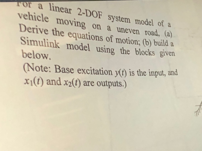 Solved For a linear 2-DOF system model of a vehicle moving | Chegg.com