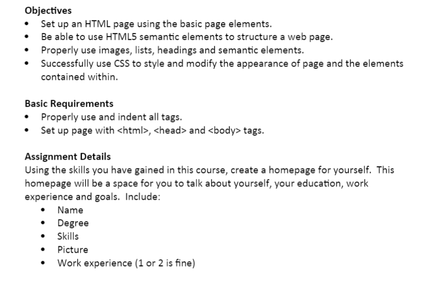 Solved Objectives • Set up an HTML page using the basic page | Chegg.com