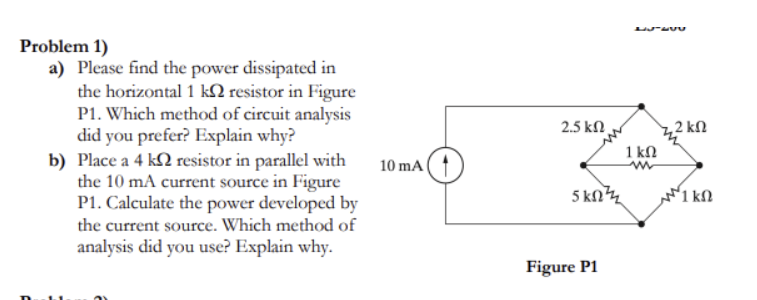 Solved Problem 1) A) Please Find The Power Dissipated In The | Chegg.com