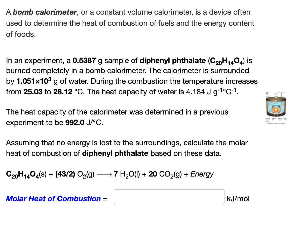 Solved A bomb calorimeter, or a constant volume calorimeter, | Chegg.com