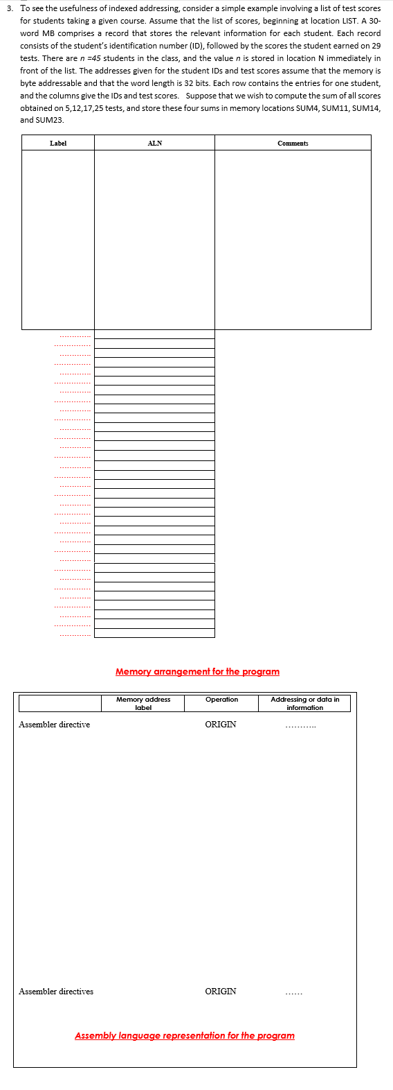 Solved 3. To see the usefulness of indexed addressing, | Chegg.com