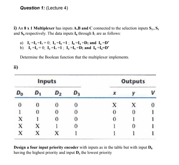 Solved i) An 8×1 Multiplexer has inputs A,B and C connected | Chegg.com