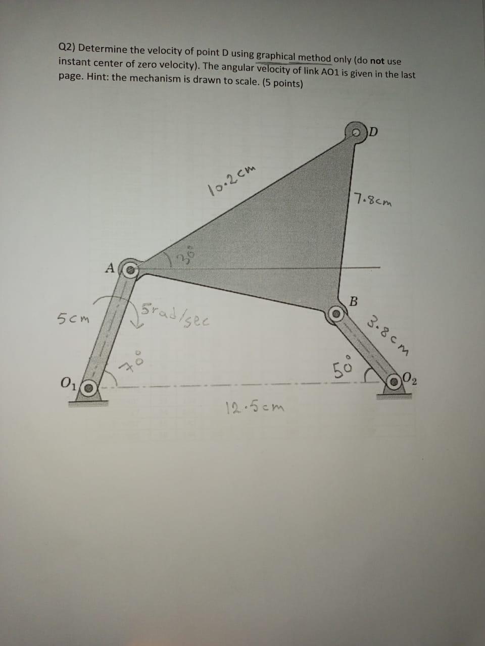 Solved Q2) Determine the velocity of point D using graphical | Chegg.com