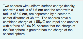 Solved a) What is the surface charge density on the sphere | Chegg.com