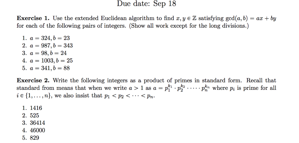 Solved Due date: Sep 18 Exercise 1. Use the extended | Chegg.com