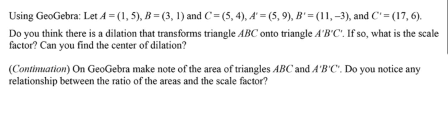 Solved Using GeoGebra: Let A=(1,5),B=(3,1) And | Chegg.com