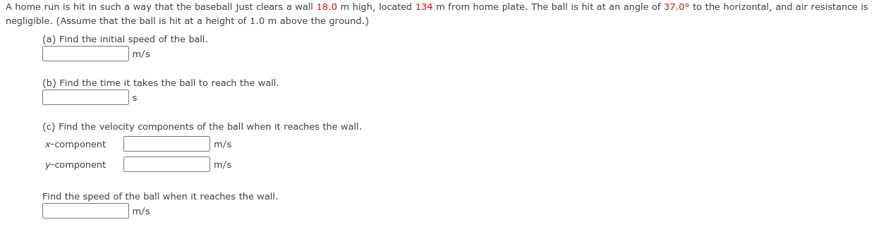 Solved A home run is hit in such a way that the baseball | Chegg.com