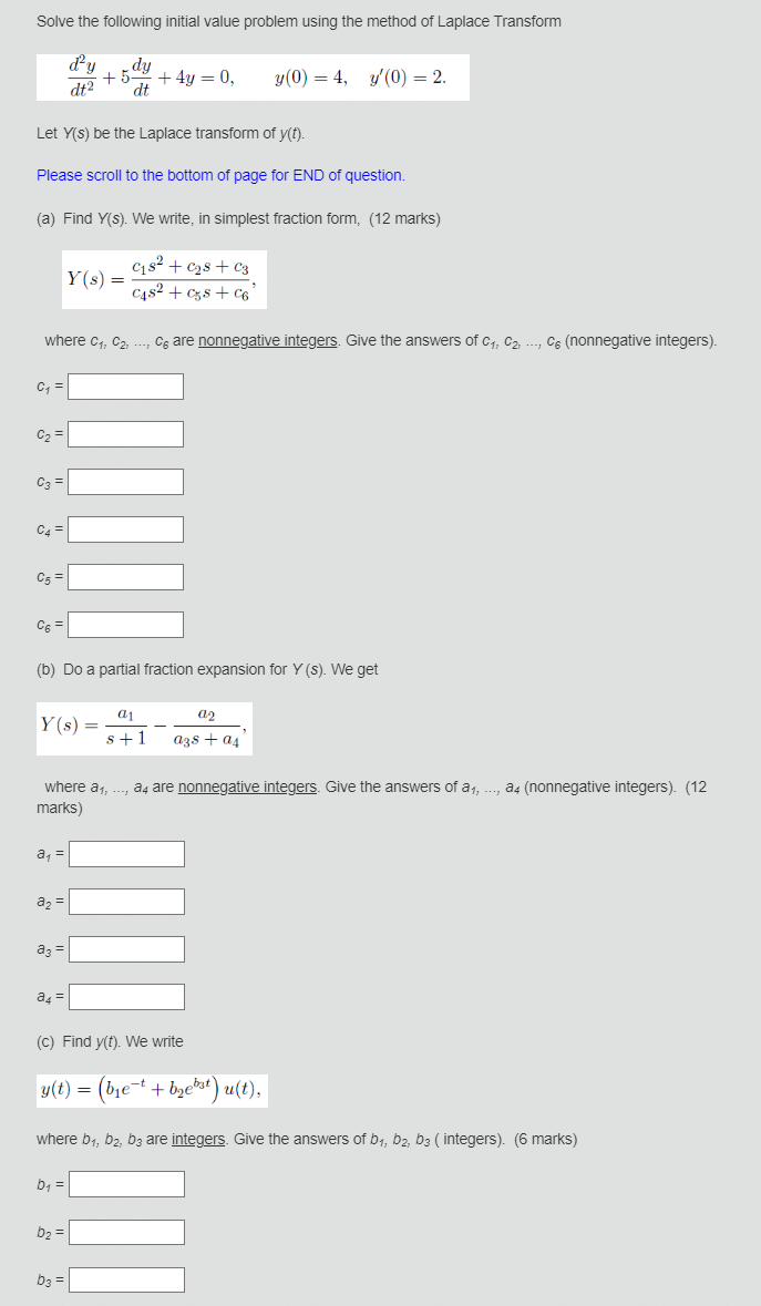 Solved Solve The Following Initial Value Problem Using The | Chegg.com