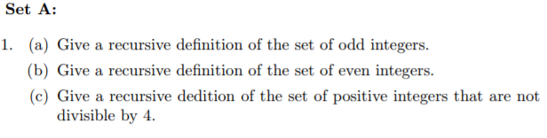 Solved Set A (a) Give A Recursive Definition Of The Set Of | Chegg.com