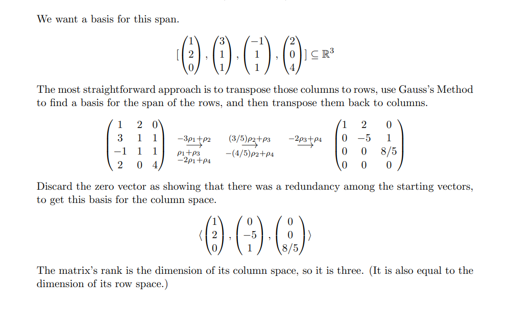 Solved Give a basis for the column space of this matrix. | Chegg.com