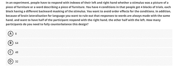 Solved In an experiment, people have to respond with indexes | Chegg.com