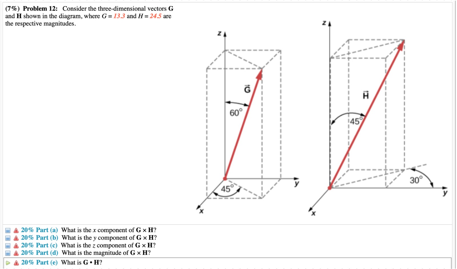 Solved (7%) Problem 12: Consider the three-dimensional | Chegg.com