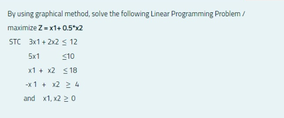 Solved By using graphical method, solve the following Linear | Chegg.com