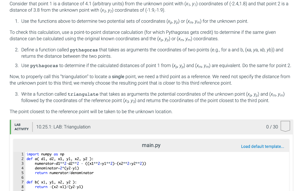 10.25 LAB: Triangulation Triangulation is the process | Chegg.com