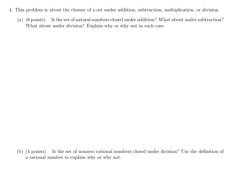 Solved 4. This problem is about the closure of a set under
