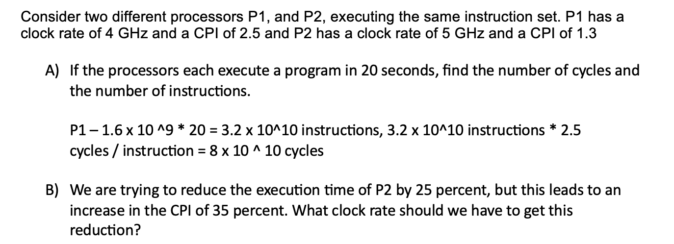 Solved Consider Two Different Processors P1, And P2, | Chegg.com