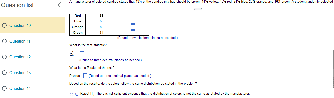 Solved Question list Question 10 Question 11 Question 12 | Chegg.com