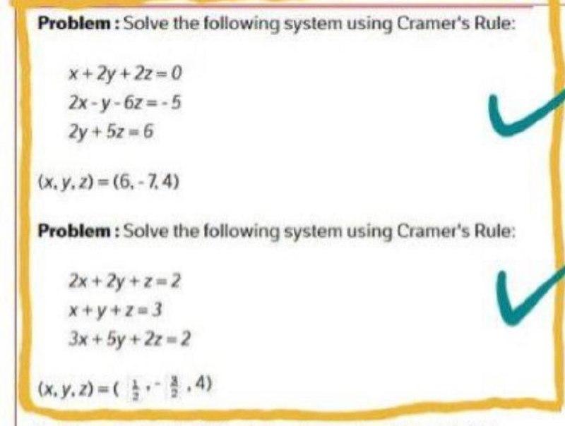 Solved Problem Solve The Following System Using Cramer S Chegg Com