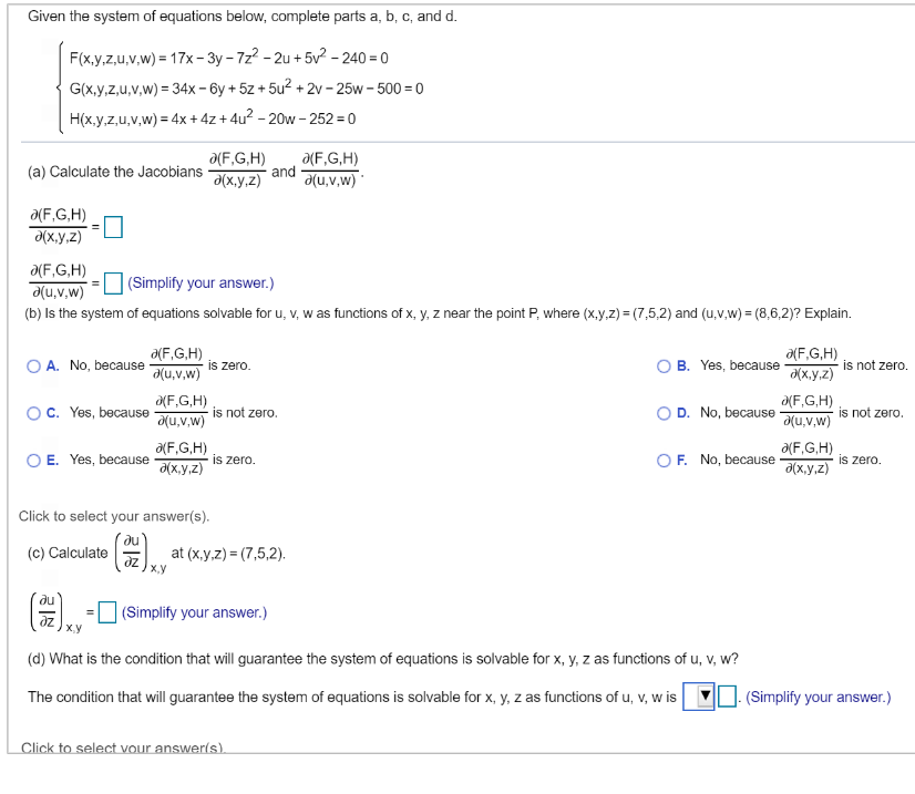 Solved Given The System Of Equations Below, Complete Parts | Chegg.com